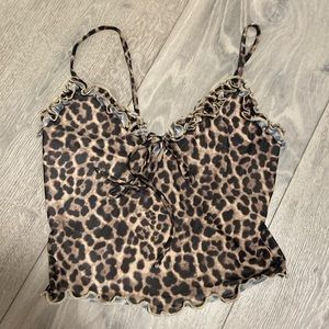Leopard mesh crop top